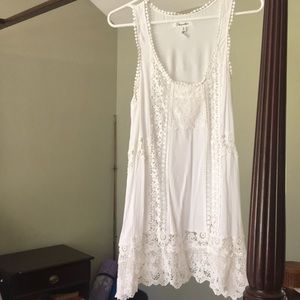Aeropostale Long White Lace Foley Tank Top
